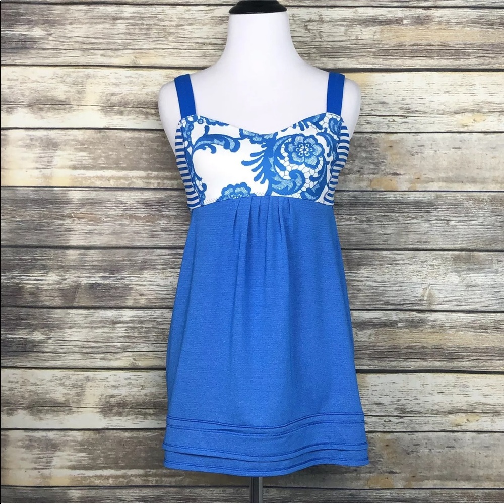 Lululemon Run Back On Track Tank Blue Built in Bra